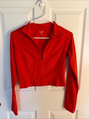 Old Navy Bright Red Quarter-Zip Performance Top